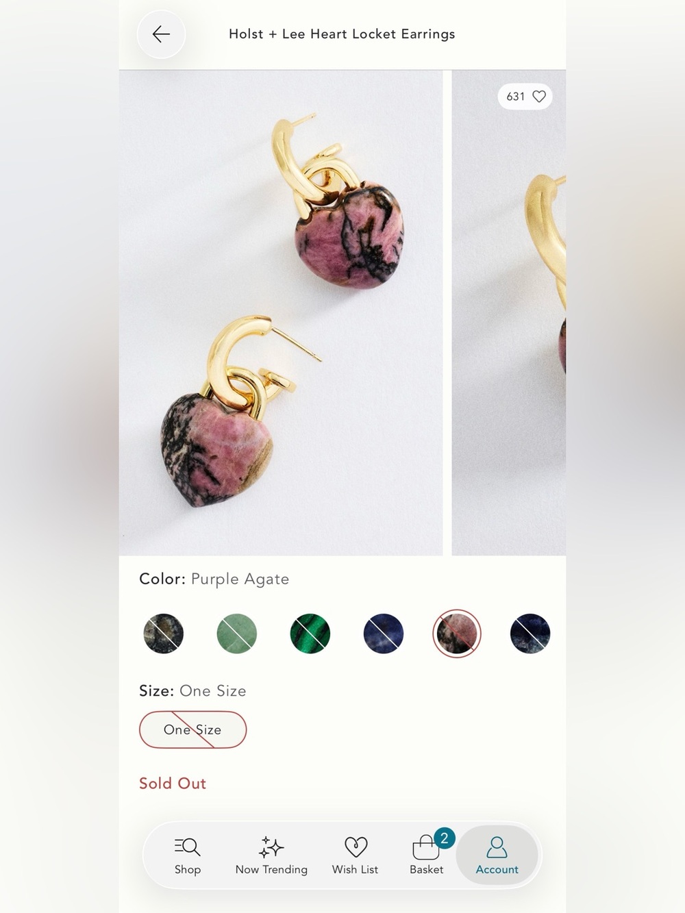 Holst & Lee Purple Agate Heart Locket Earrings